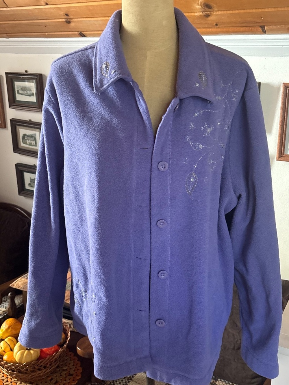 Vintage Purple Beaded Cardigan Sweater